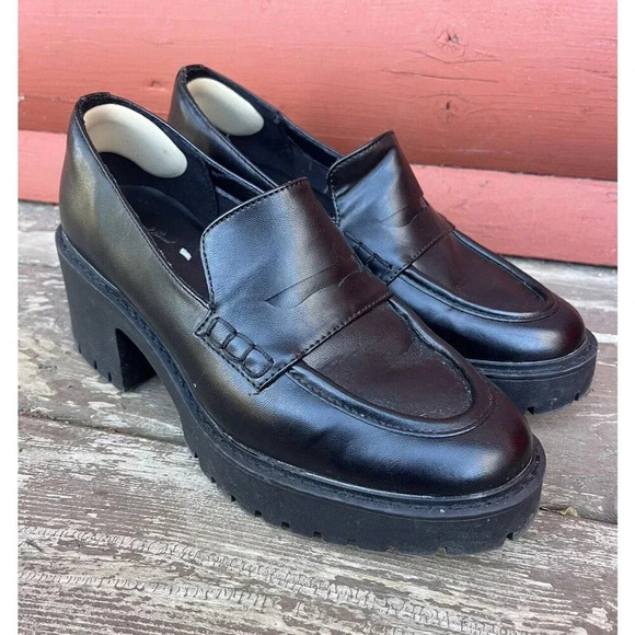 Universal Thread Women’s Maisy Platform Black Loafers Grunge Size 9 Y2K Retro - Picture 1 of 6
